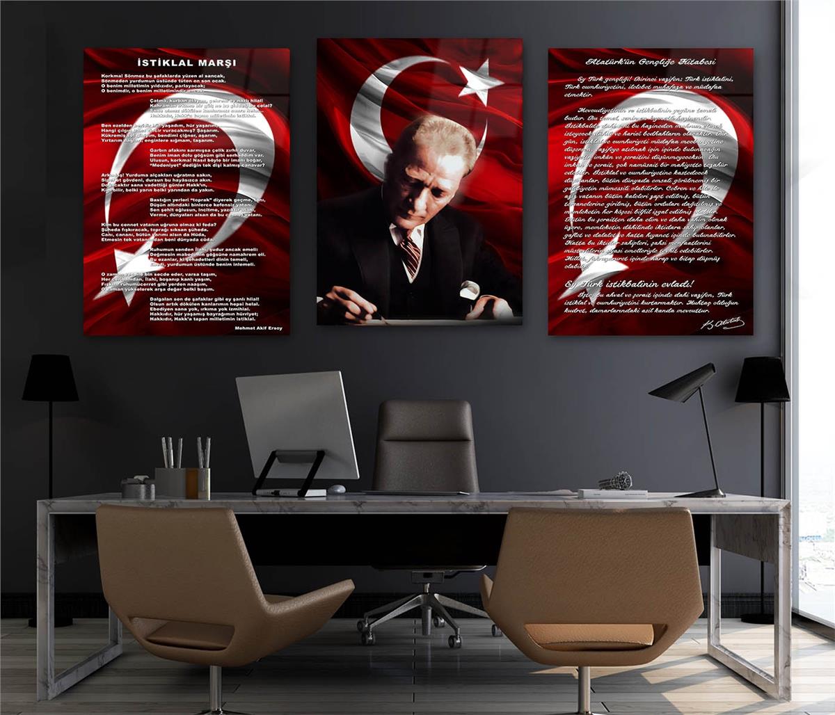  3'lü Set VatanTemalı Cam Tablo 28