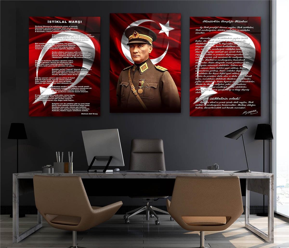 3'lü Set VatanTemalı Cam Tablo 27