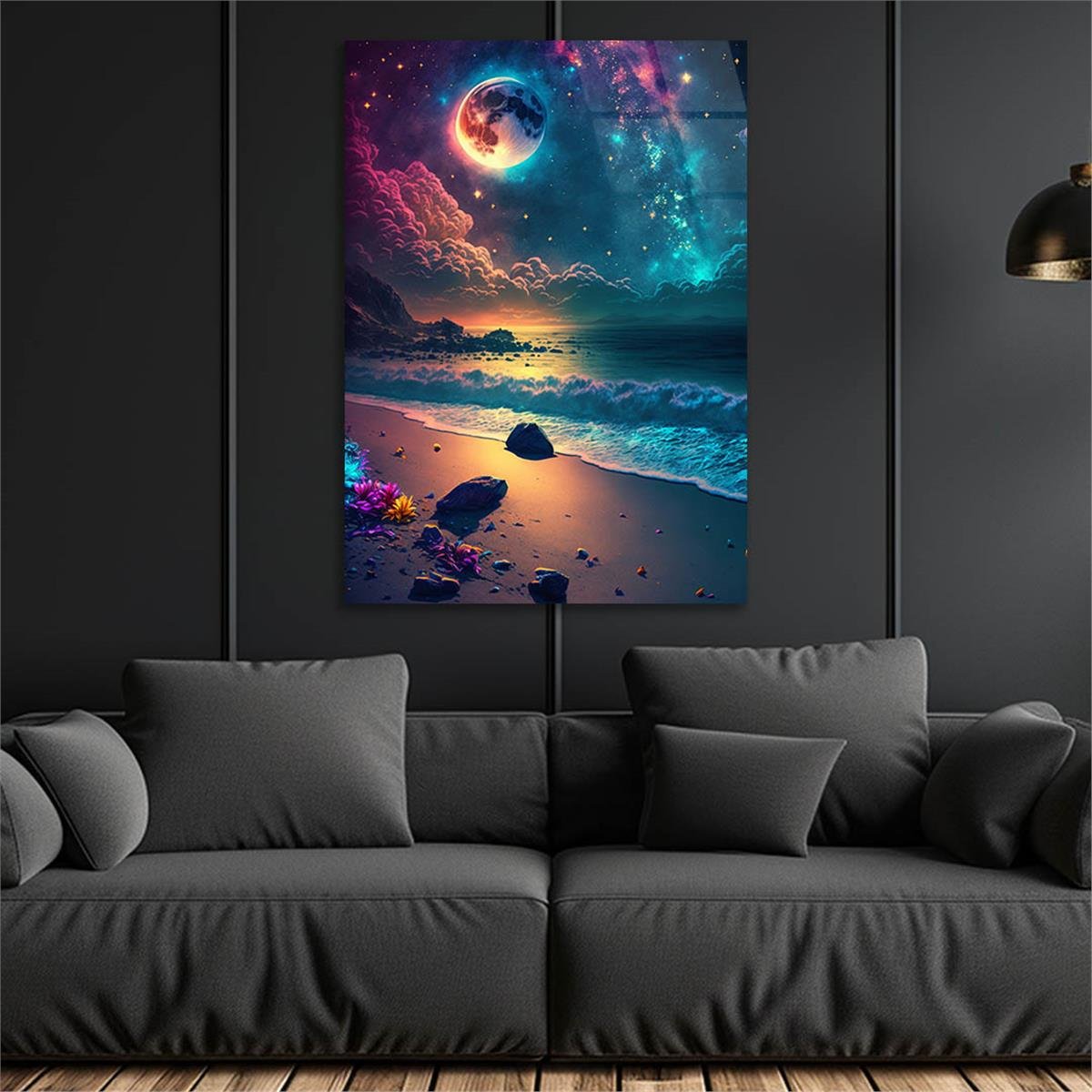 Dikey Sanat Temalı Cam Tablo 569