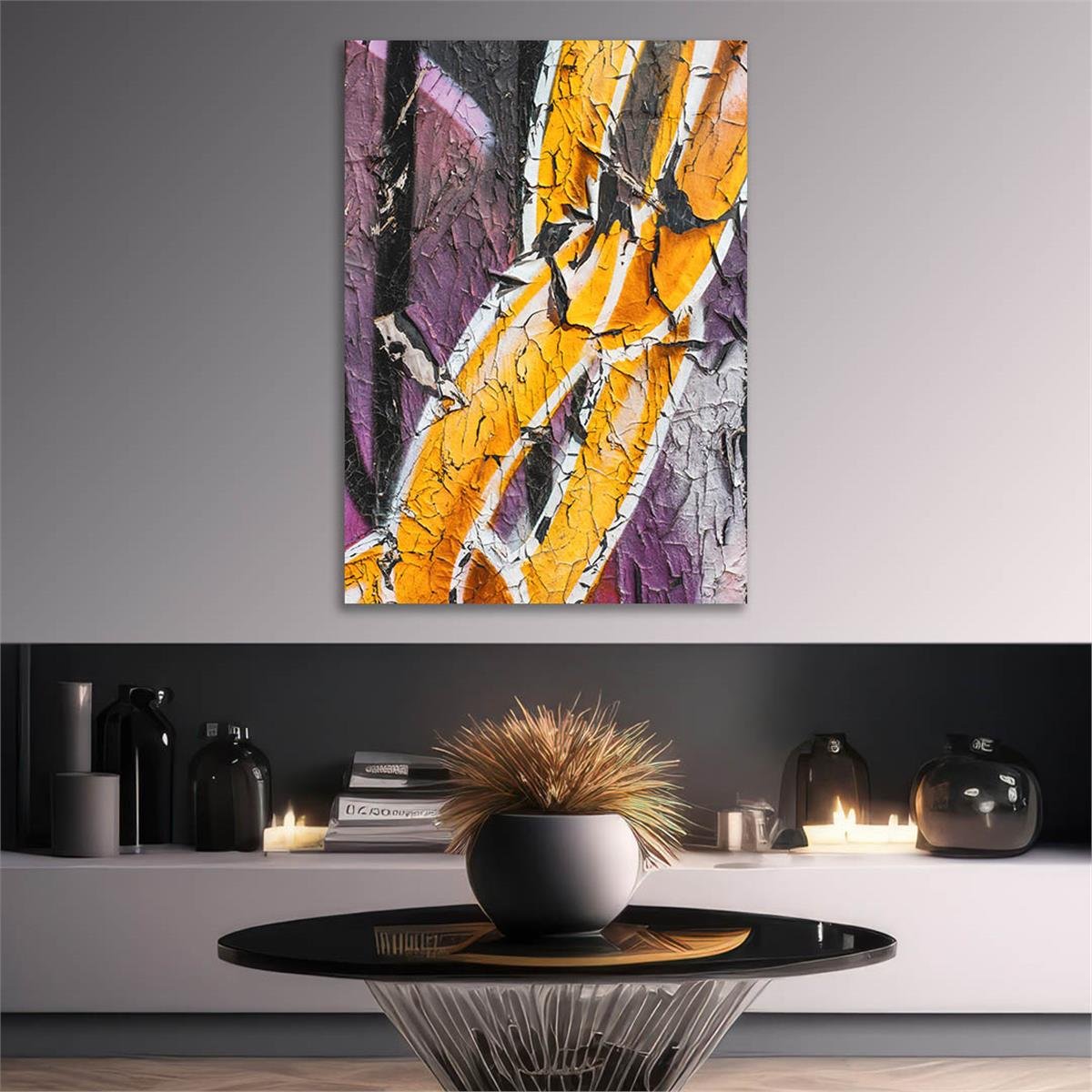 Dikey Sanat Temalı Cam Tablo 552