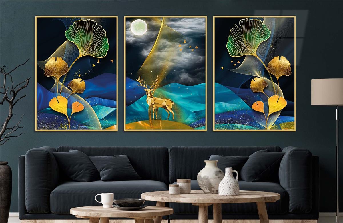 Alüminyum Çerçeveli Sanat Temalı 3'lü Set MDF Tablo 0060