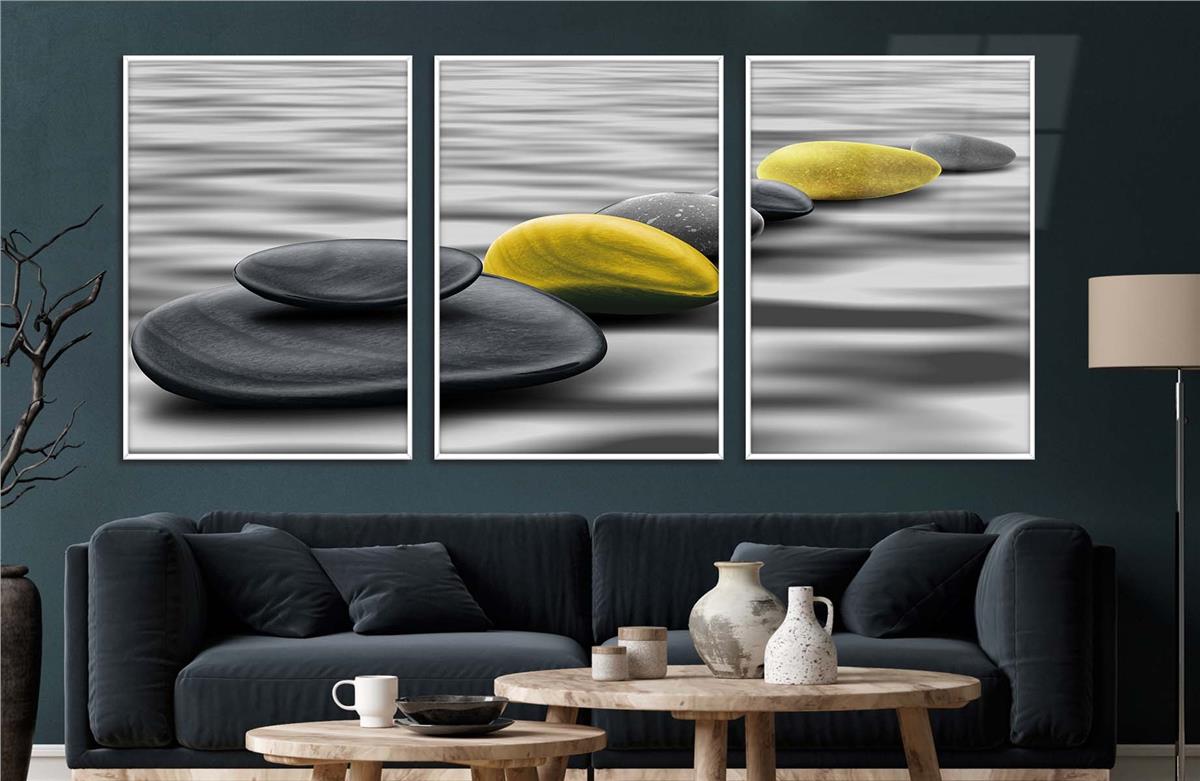 Alüminyum Çerçeveli Sanat Temalı 3'lü Set CAM Tablo 0064