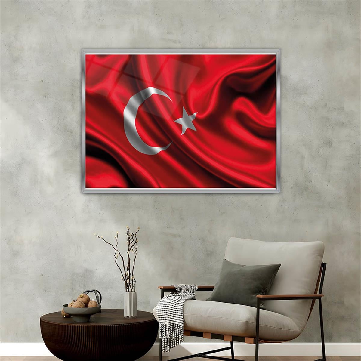 Alüminyum Çerçeveli Vatan Temalı Cam Tablo 086