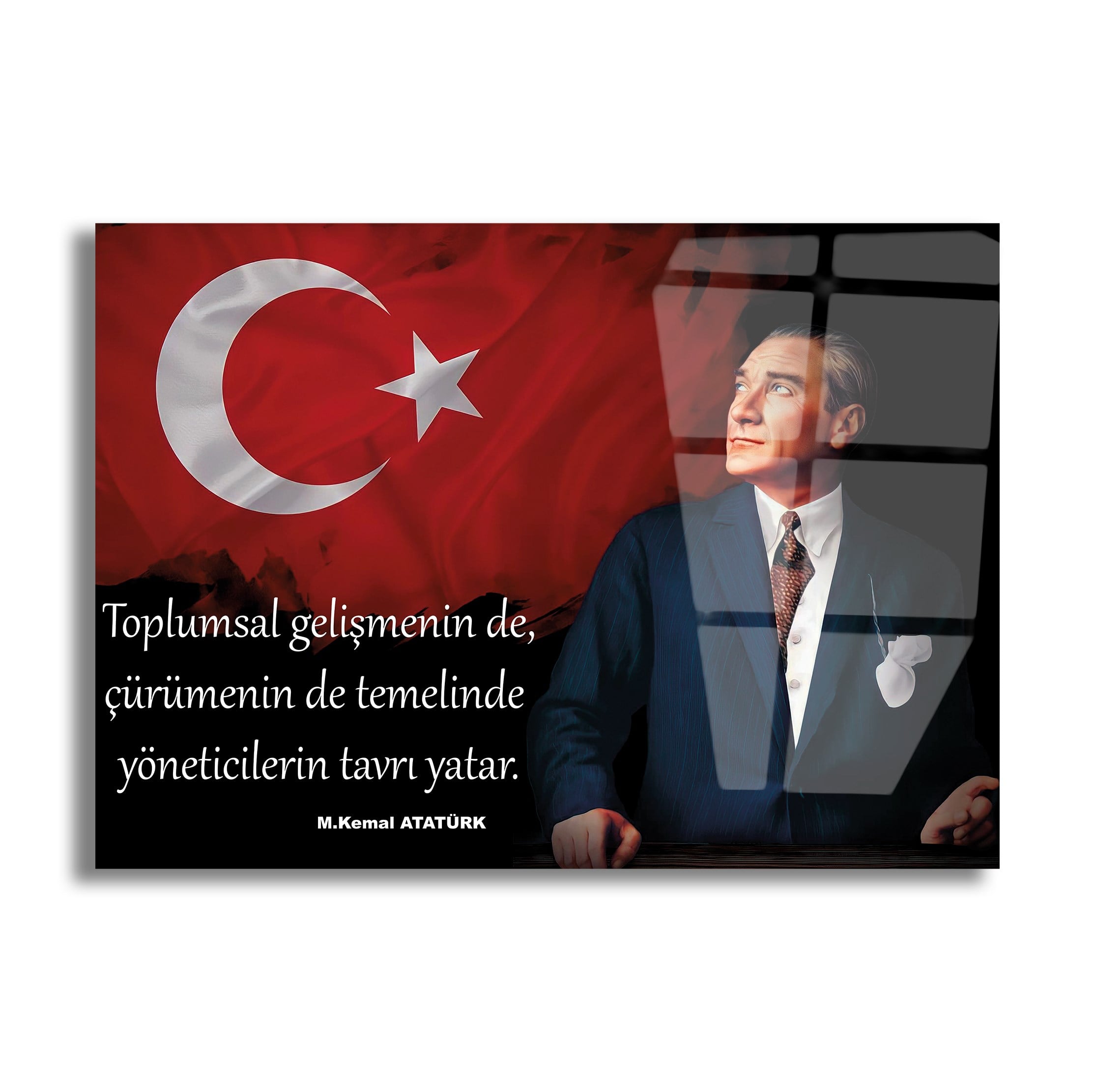 Yatay VatanTemalı Cam Tablo 106