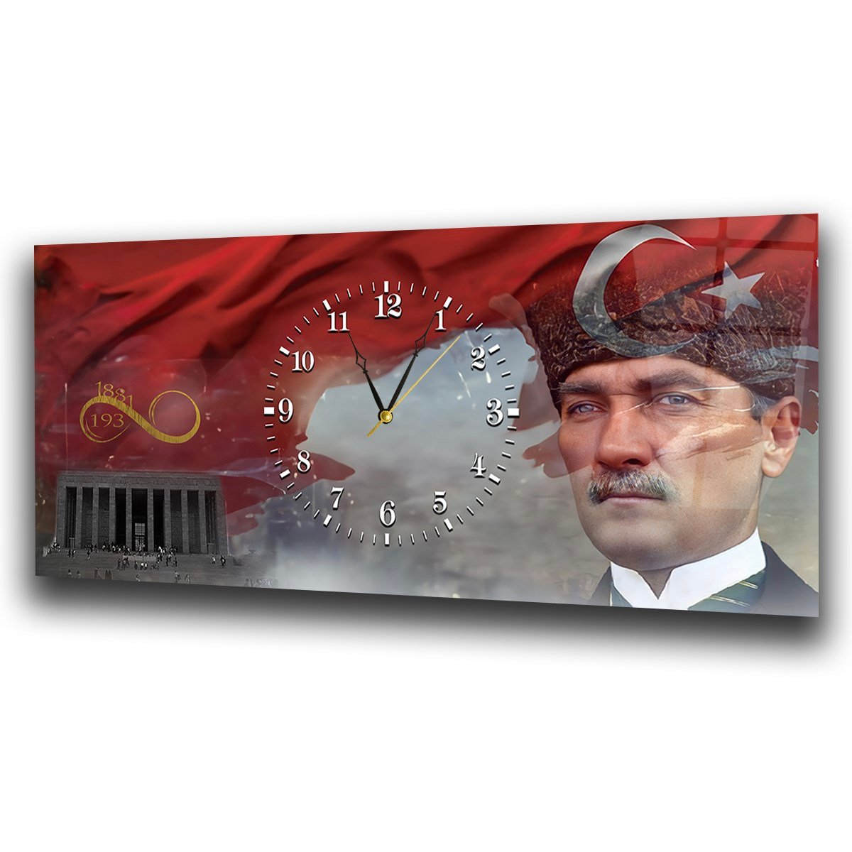 Middle-Clock, Homeland-Themed Horizontal Glass Wall Painting 071
