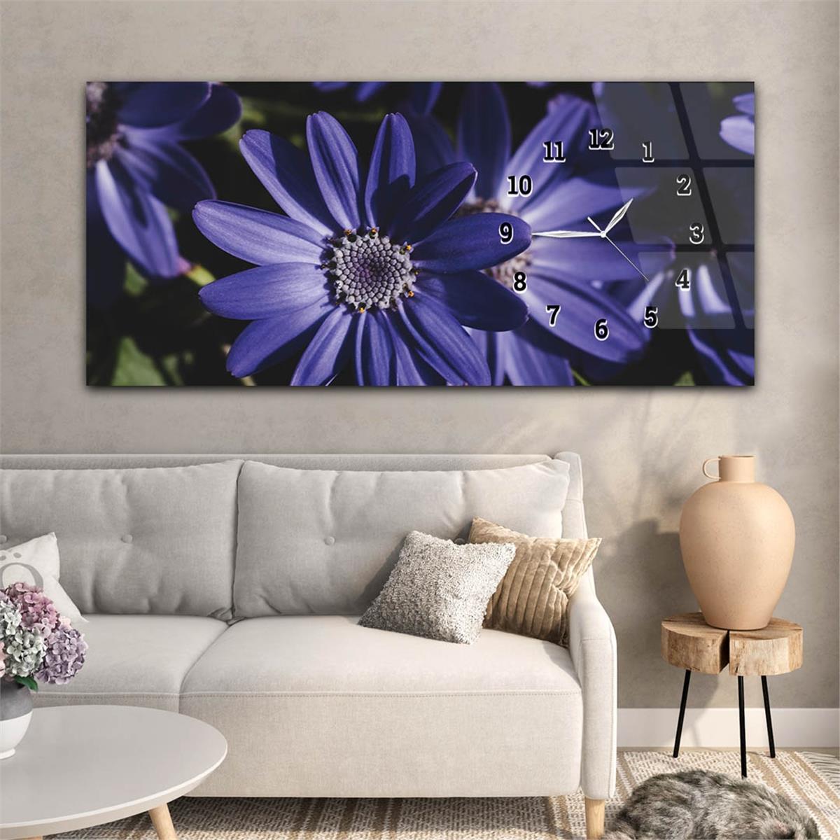 Side-Clock, Art And Nature-Themed Horizontal Glass Wall Painting 216