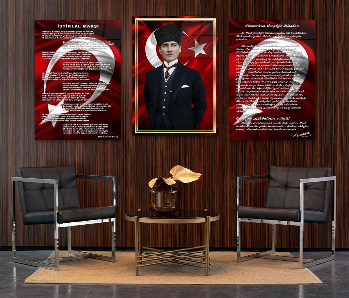  3'lü Set VatanTemalı Cam Tablo 29