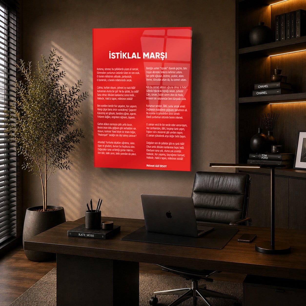 İSTİKLAL MARŞI YAZILI CAM TABLO