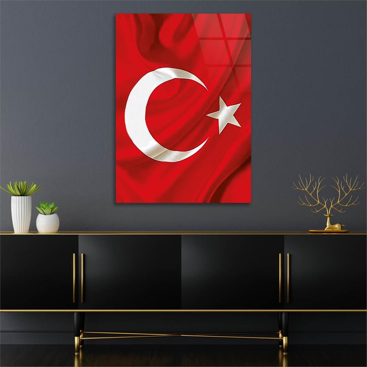 Turkish Flag Glass Wall Art
