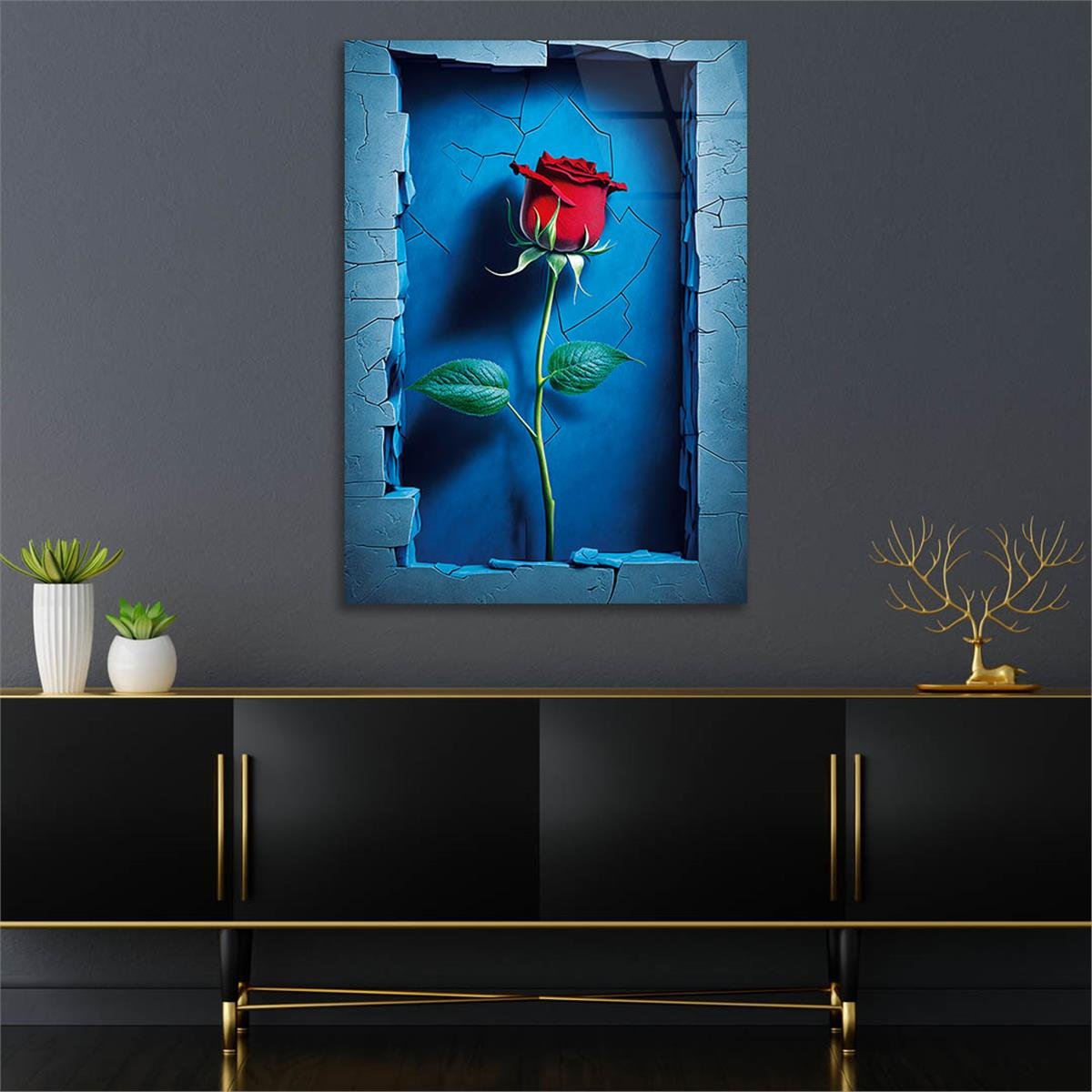 Vertical Tempered Glasss Wall Arts Natured-Themed158