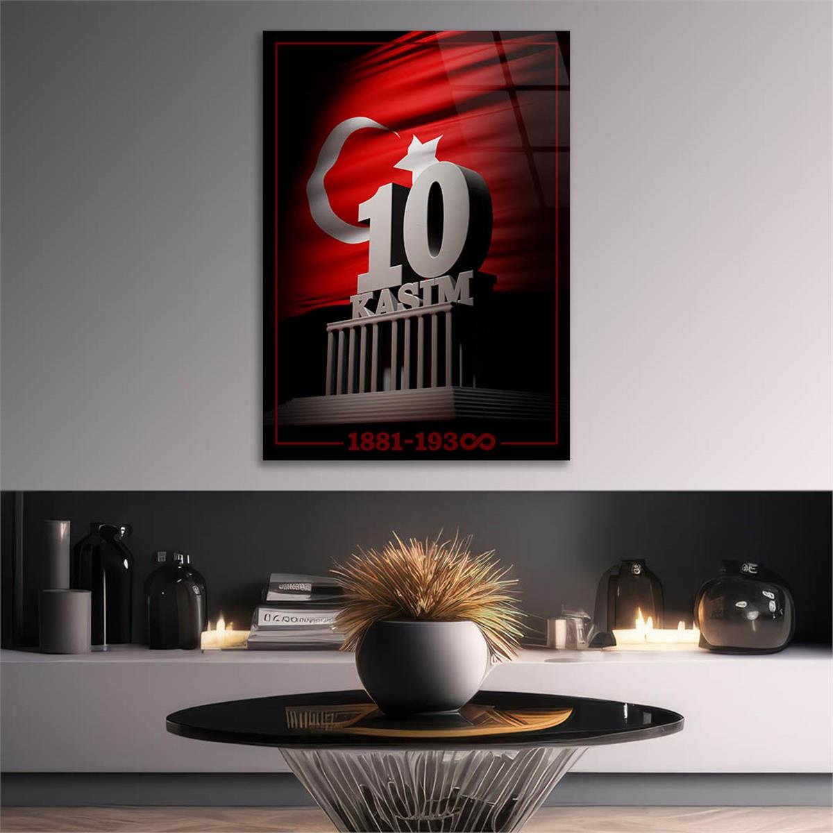 Dikey VatanTemalı Cam Tablo 130