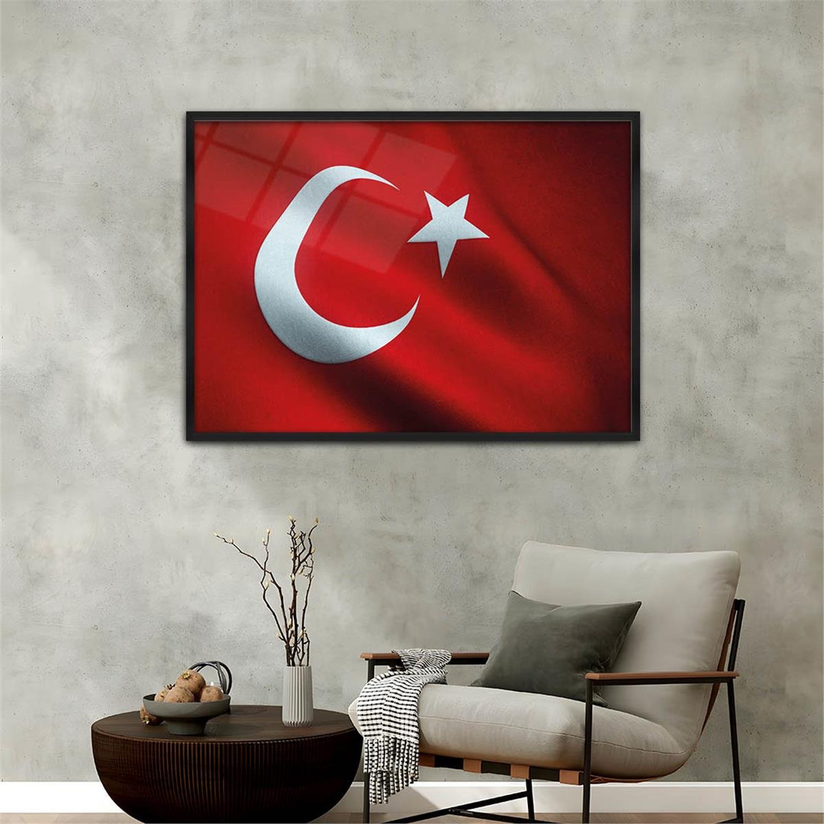 Alüminyum Çerçeveli Vatan Temalı Cam Tablo 091