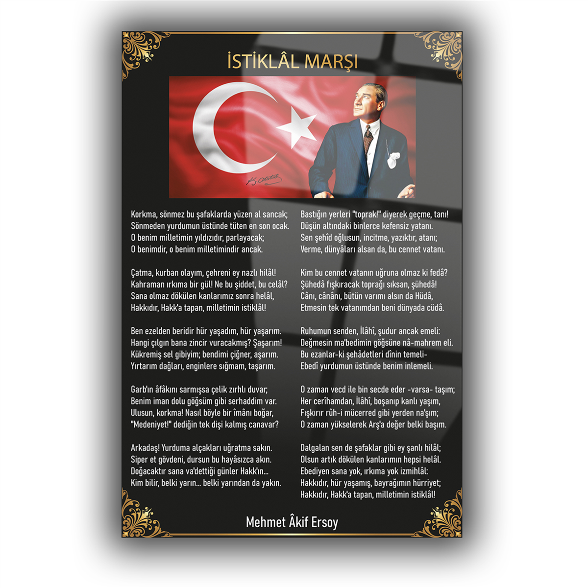 ABLAtatürk ve İstiklal Marşı Cam Tablo