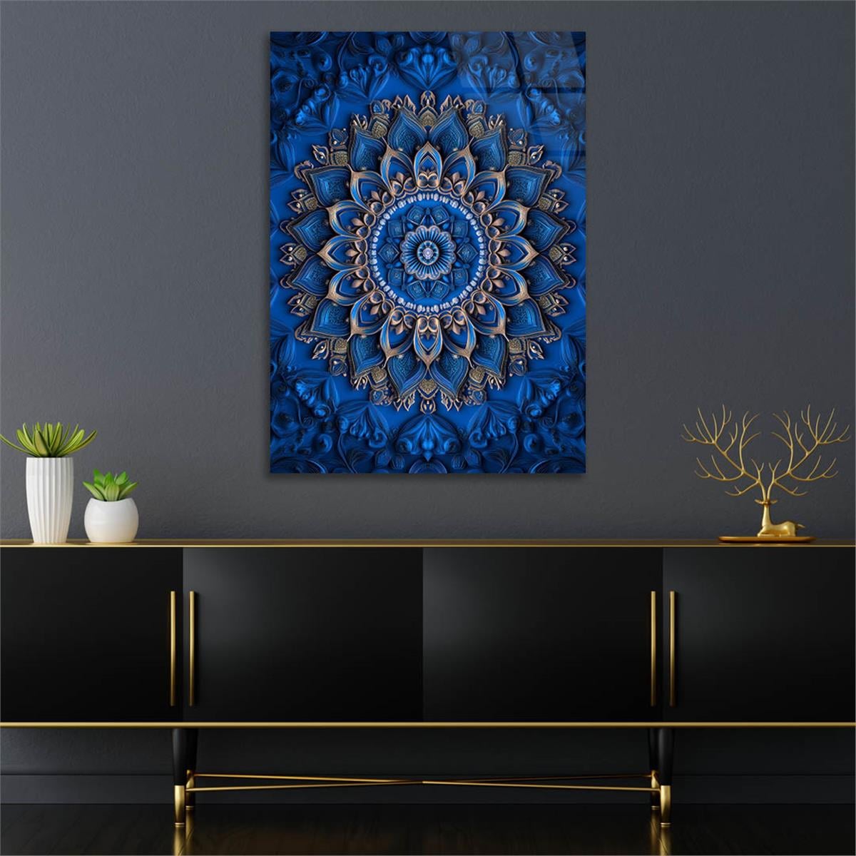 Dikey Sanat Temalı Cam Tablo 586
