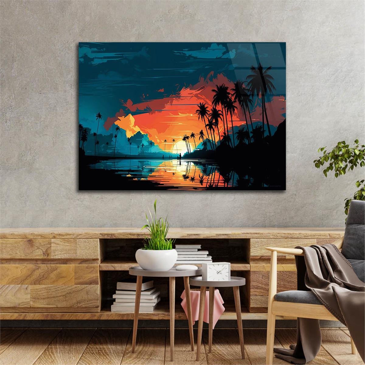 Horizontal Art-Themed Tempered Glass Wall Art 348