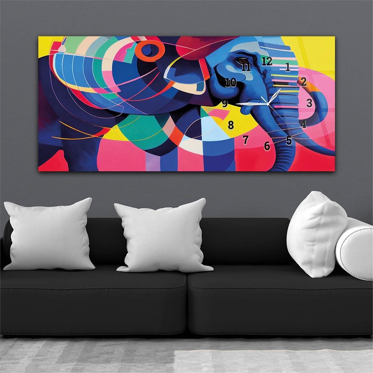 Side-Clock, Art And Nature-Themed Horizontal Glass Wall Painting 155