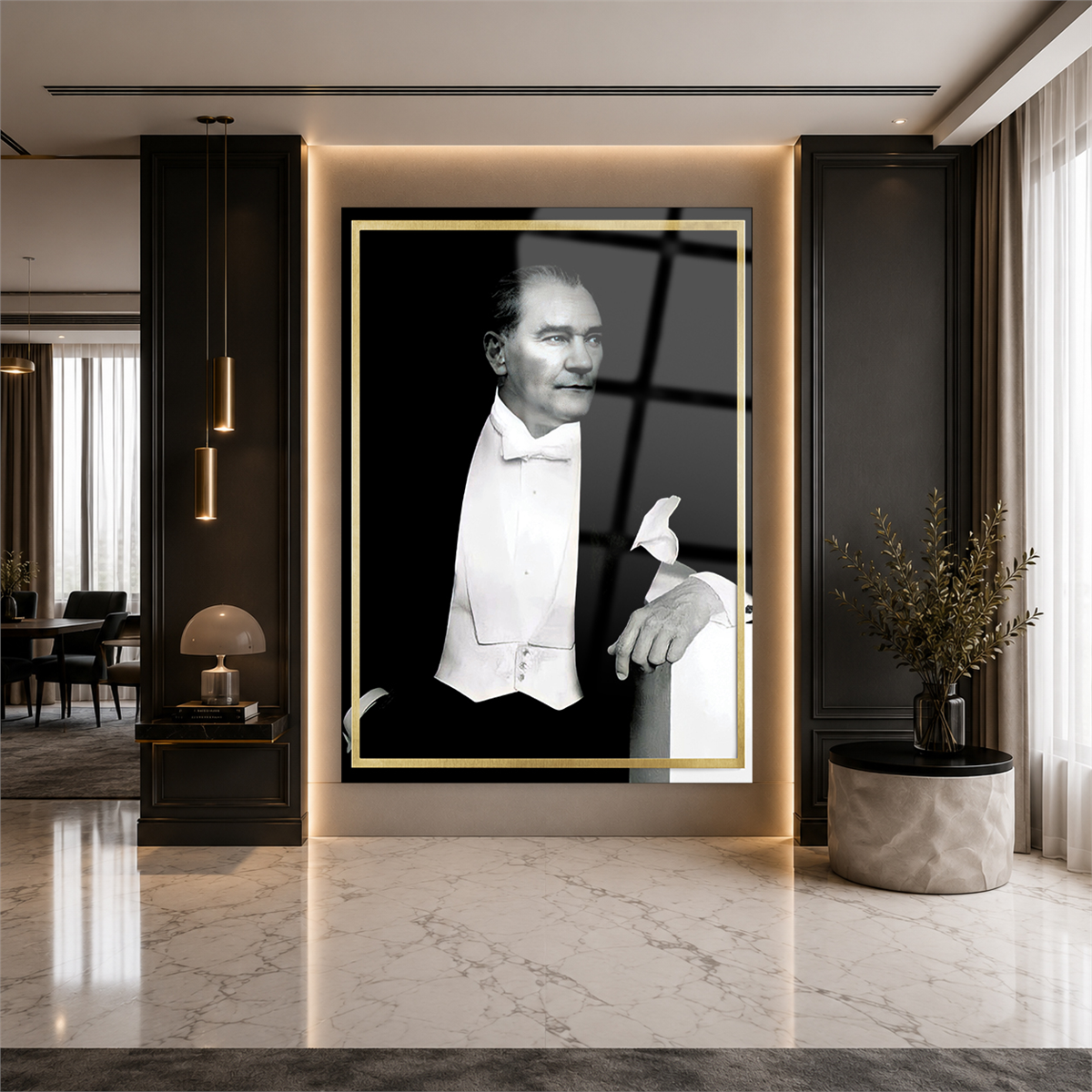 Klasik Atatürk Portresi Cam Tablo