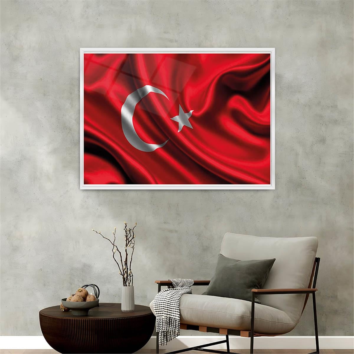 Alüminyum Çerçeveli Vatan Temalı Cam Tablo 086