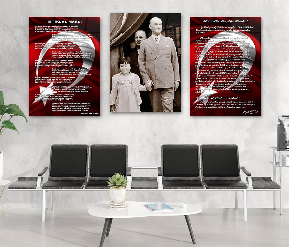  3'lü Set VatanTemalı Cam Tablo 30