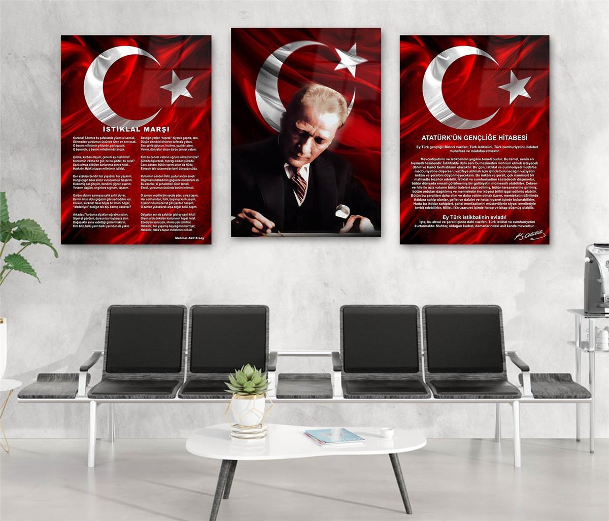  3'lü Set VatanTemalı Cam Tablo 36