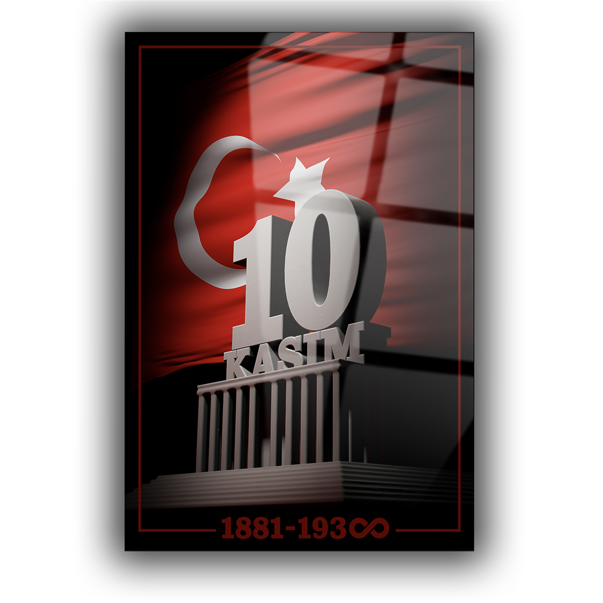 Dikey VatanTemalı Cam Tablo 130