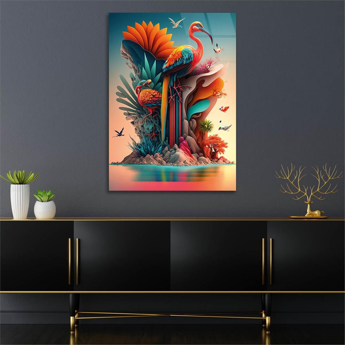 Vertical Tempered Glasss Wall Arts Art-Themed 322
