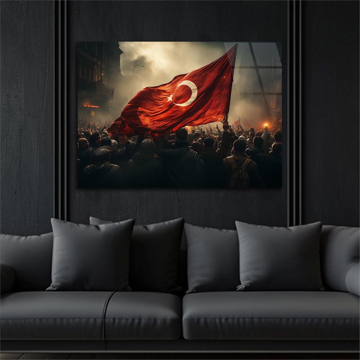 Yatay VatanTemalı Cam Tablo 111