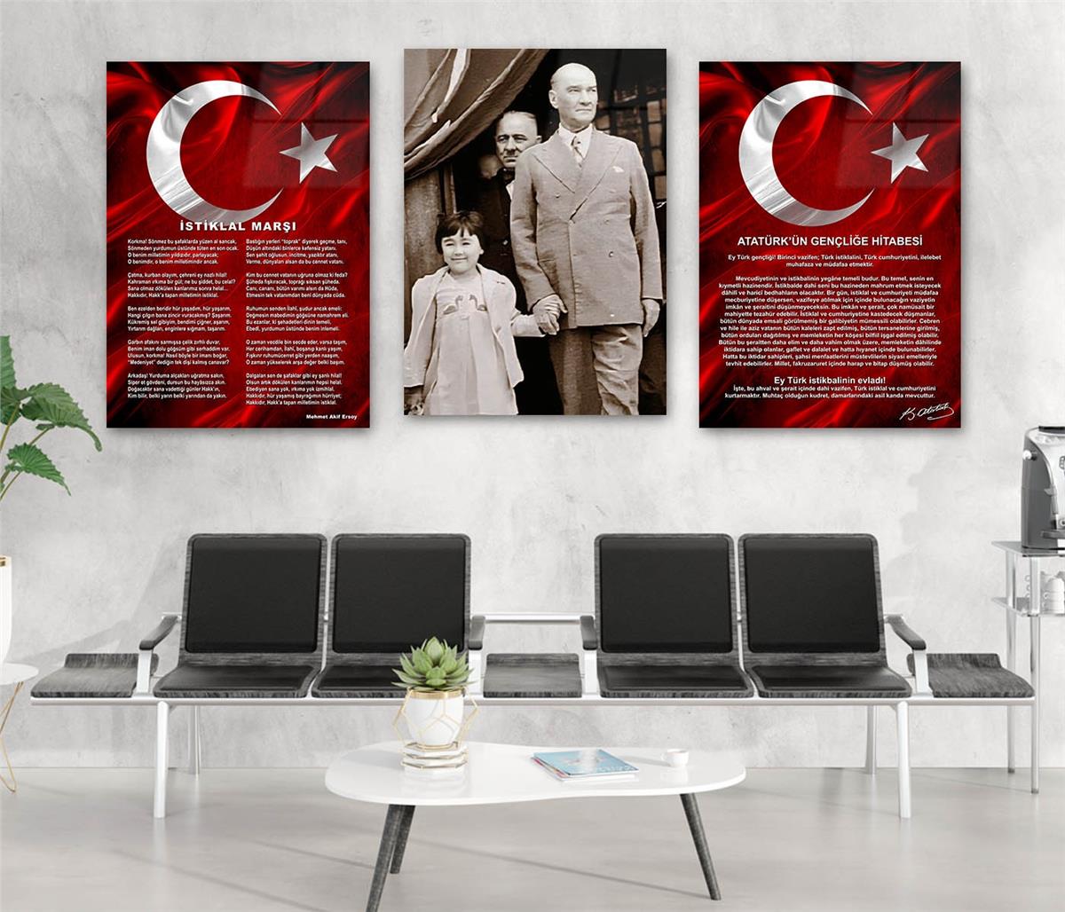  3'lü Set VatanTemalı Cam Tablo 31