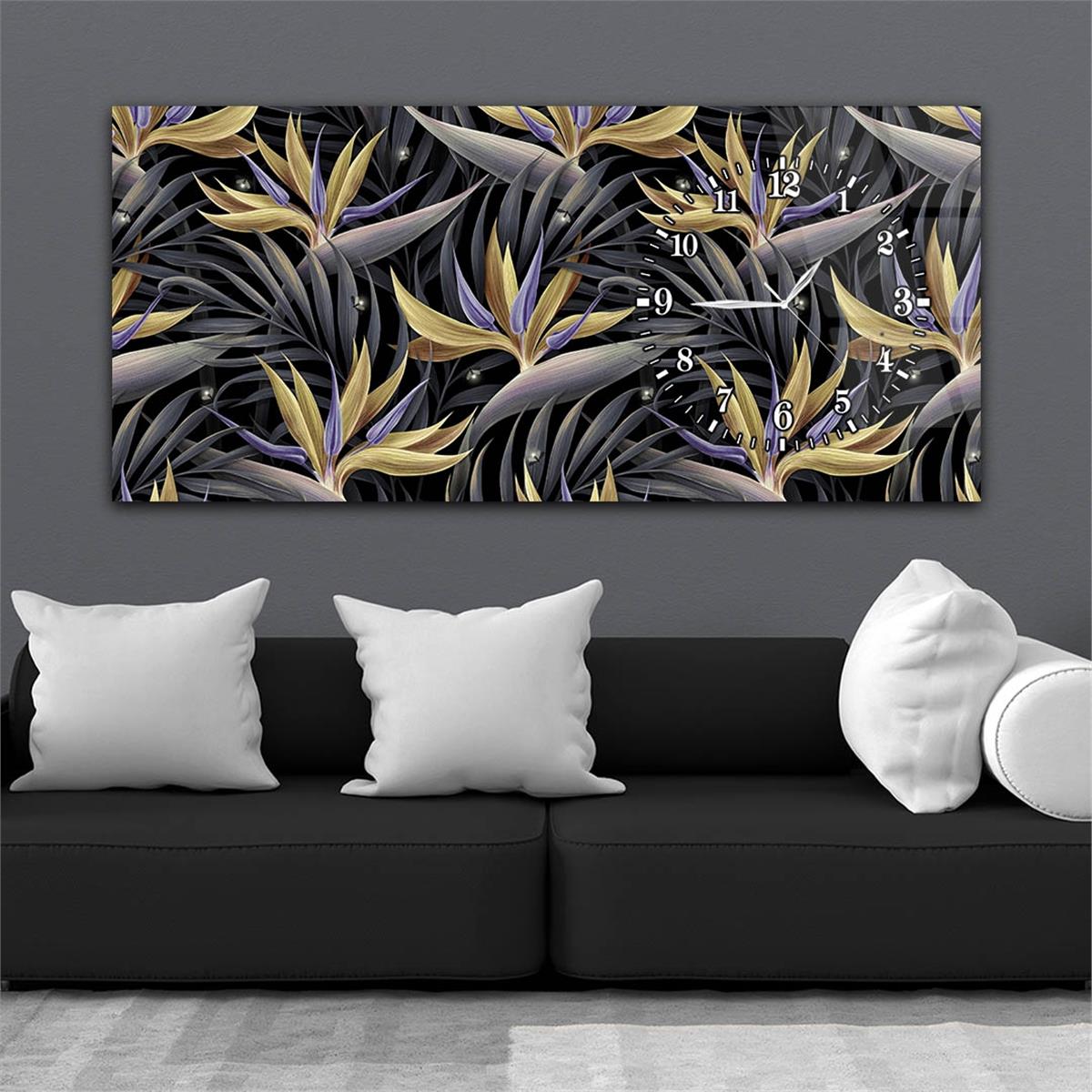 Side-Clock, Art And Nature-Themed Horizontal Glass Wall Painting 105