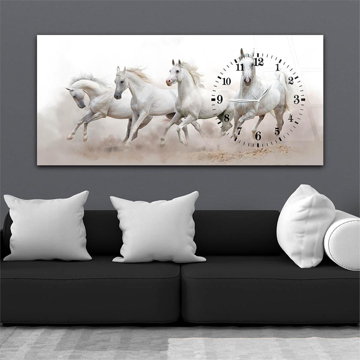 Side-Clock, Art And Nature-Themed Horizontal Glass Wall Painting 069