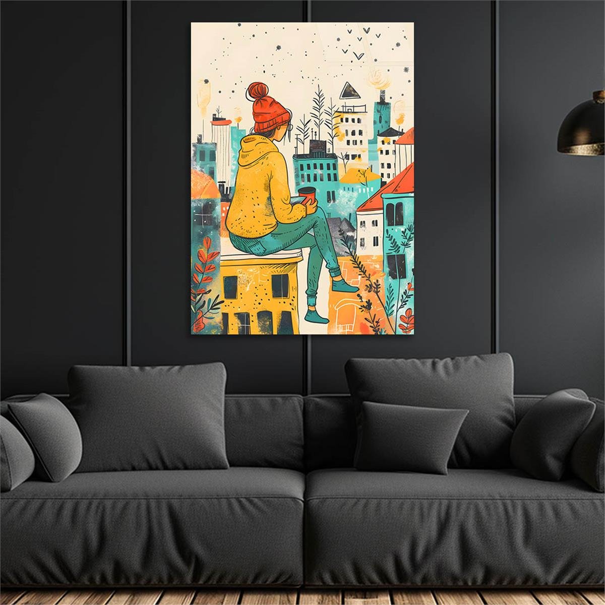 Dikey Sanat Temalı Cam Tablo 359