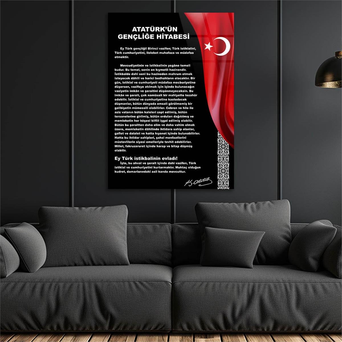 Dikey VatanTemalı Cam Tablo 204