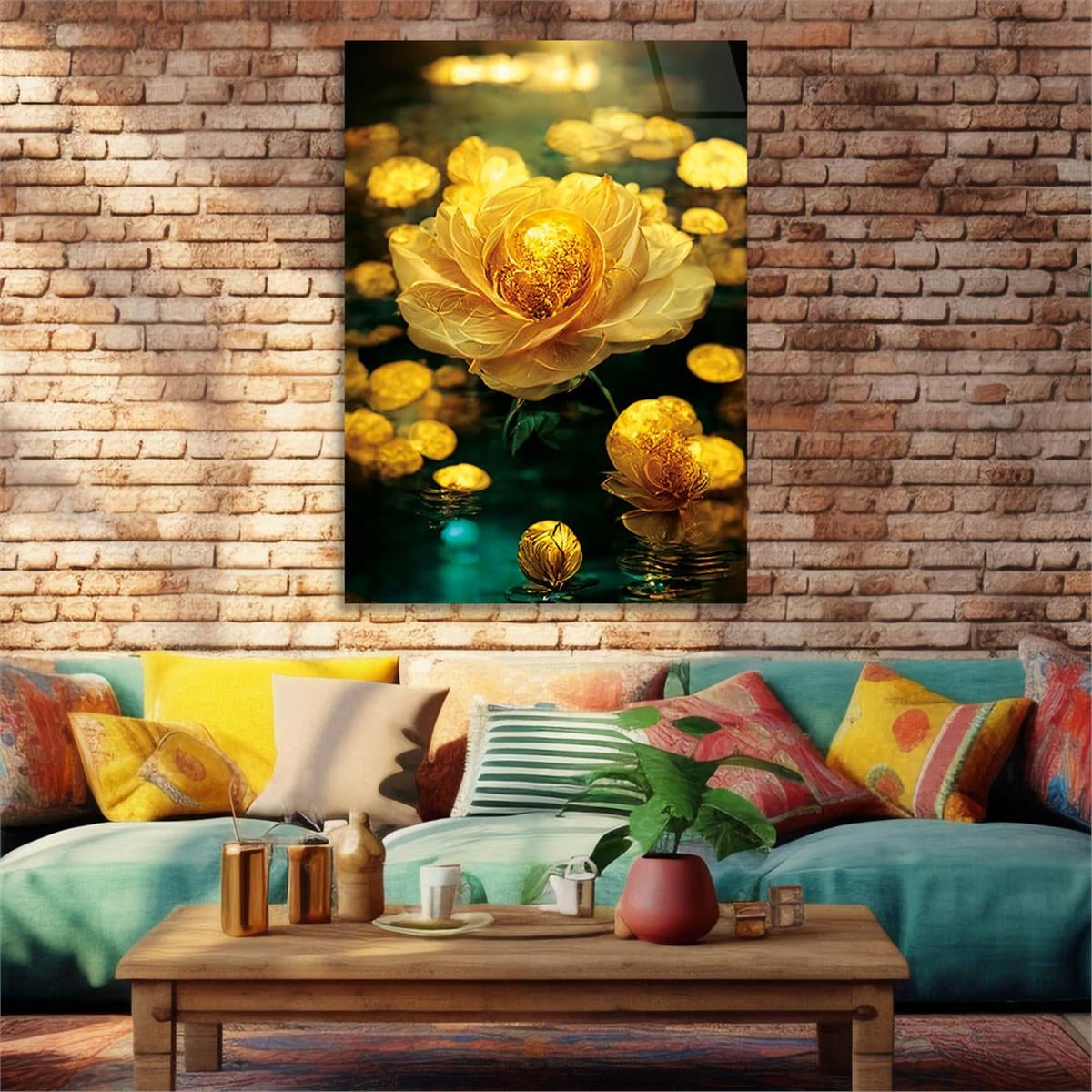Vertical Tempered Glasss Wall Arts Natured-Themed140