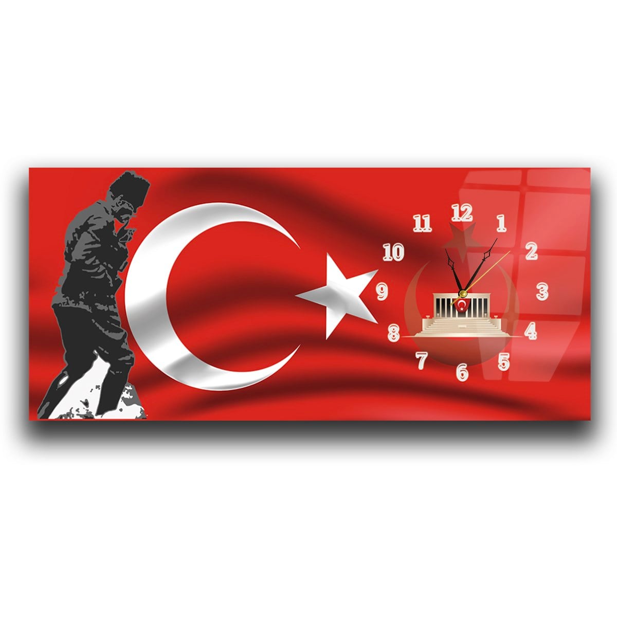 Side-Clock, Homeland-Themed Horizontal Glass Wall Painting 016