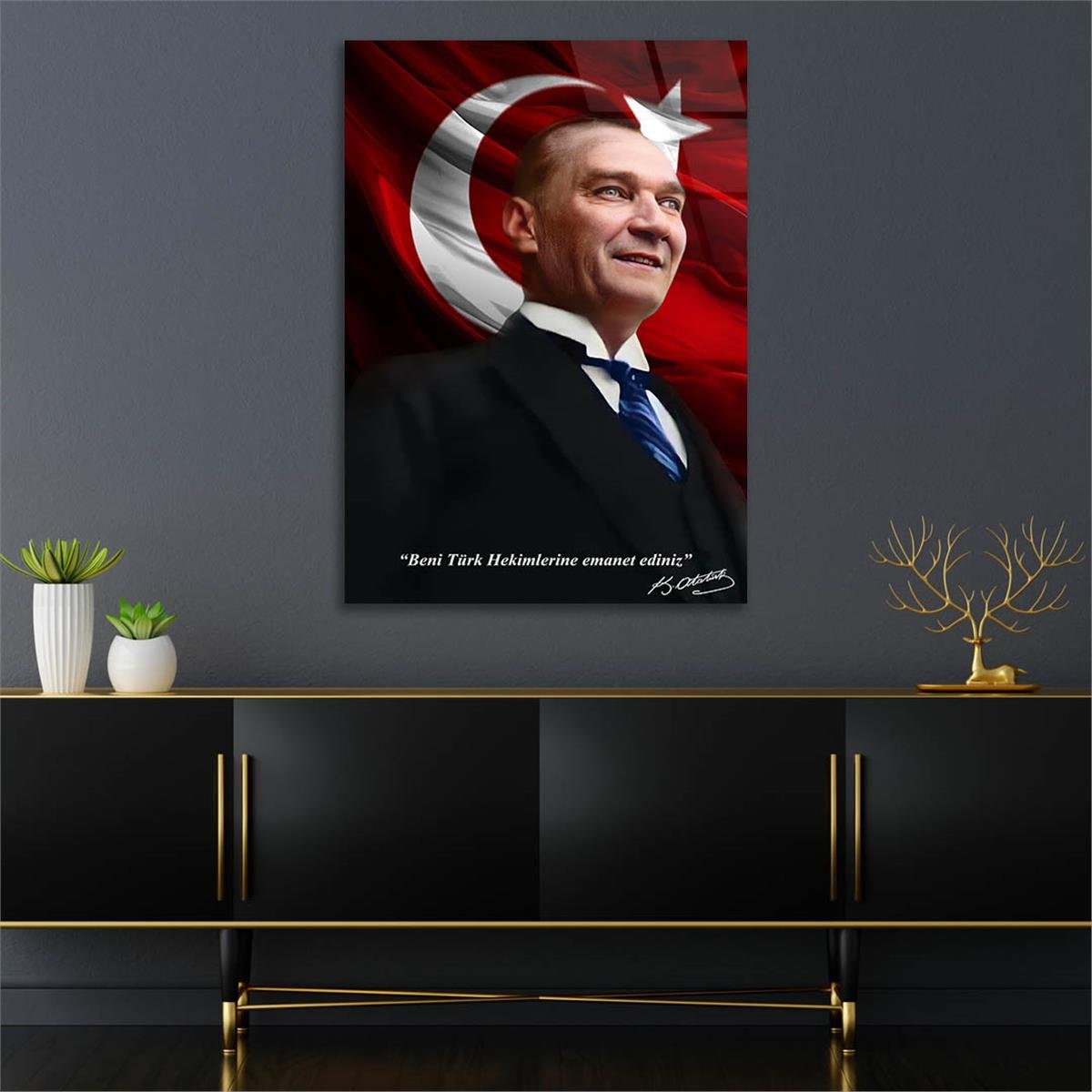 Dikey VatanTemalı Cam Tablo 190