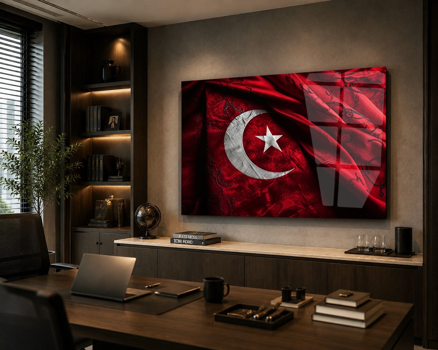 Yatay VatanTemalı Cam Tablo 128