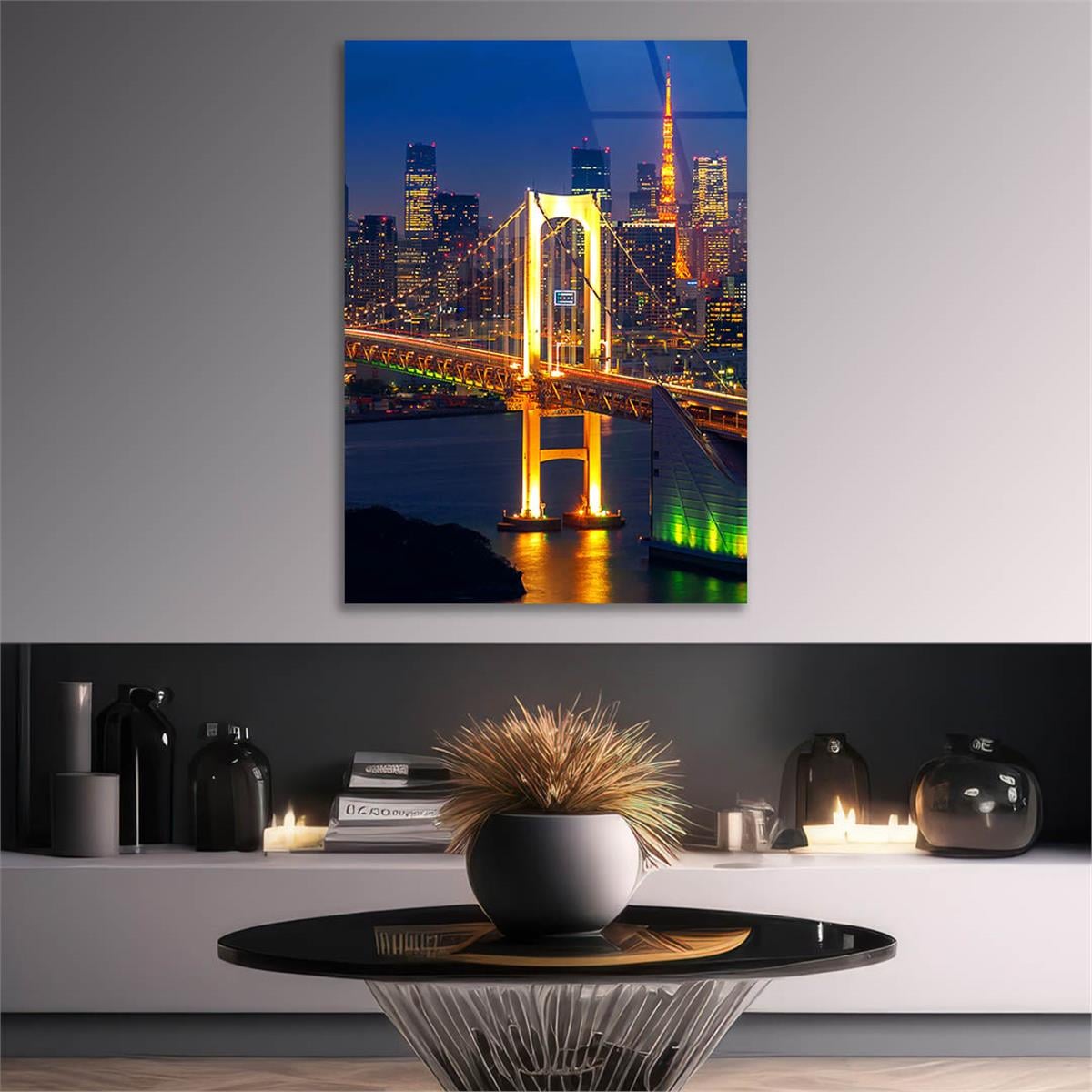 Dikey Doğa Temalı Cam Tablo 228