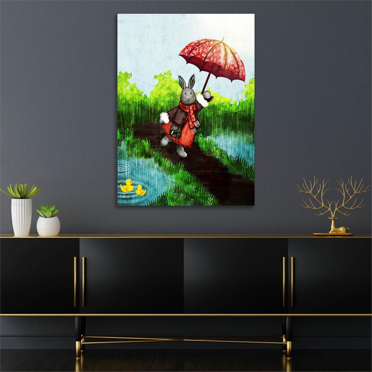 Dikey Sanat Temalı Cam Tablo 429