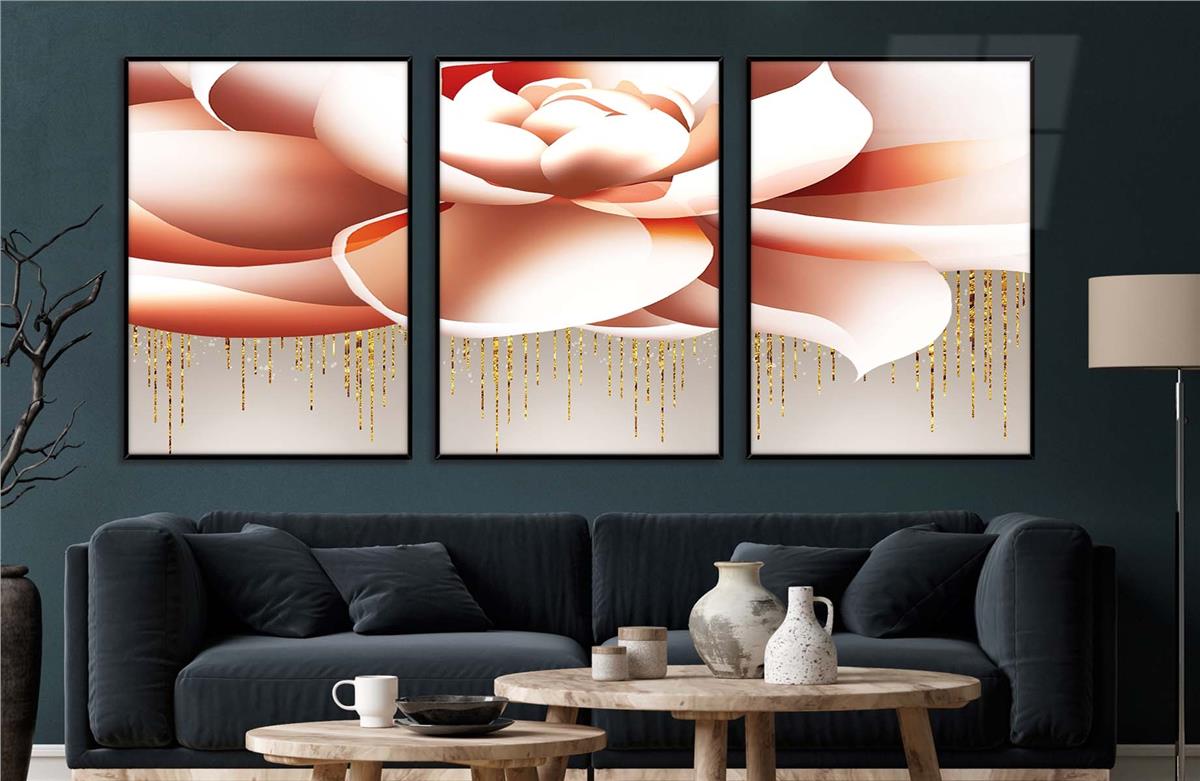 Alüminyum Çerçeveli Sanat Temalı 3'lü Set MDF Tablo 0030