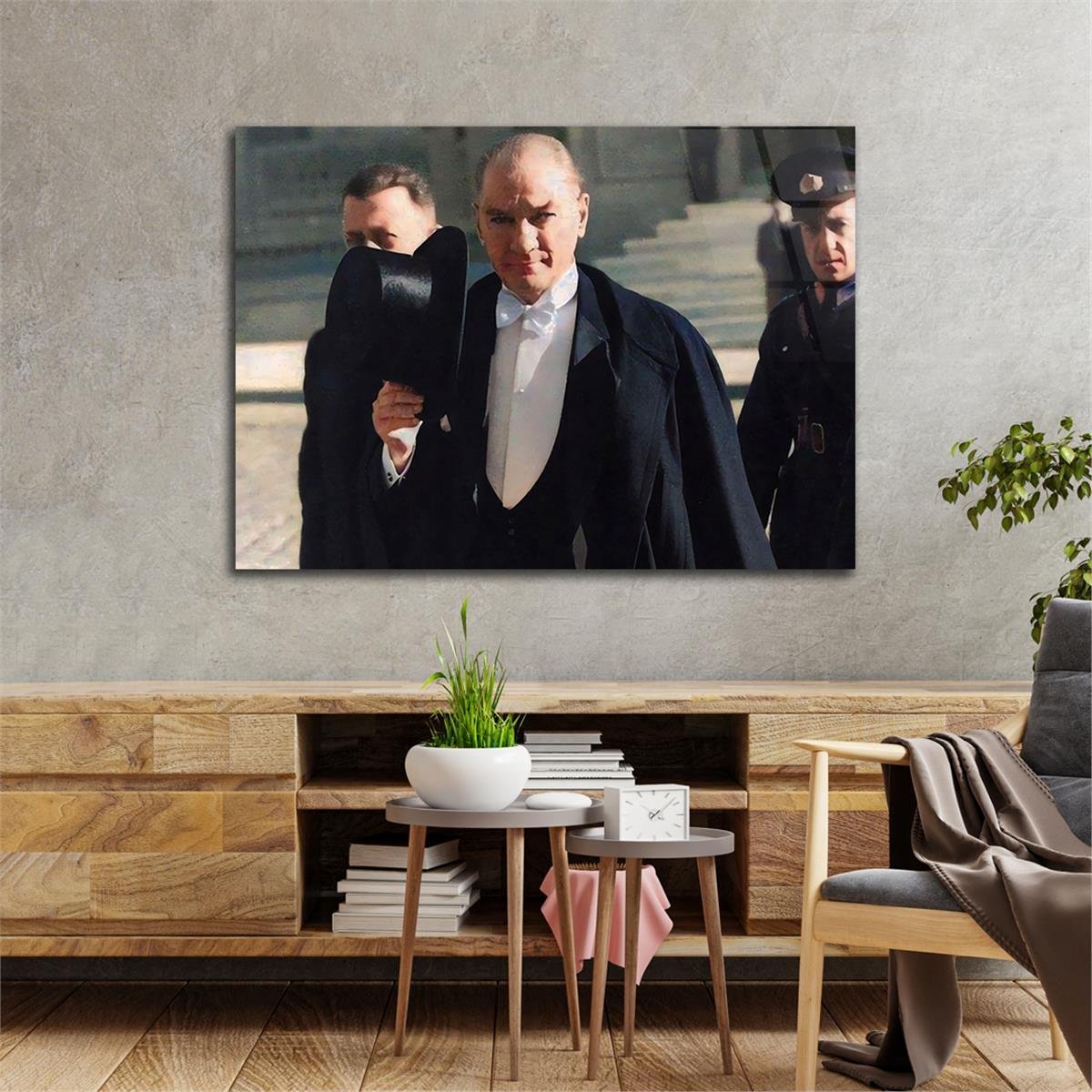 Yatay VatanTemalı Cam Tablo 100