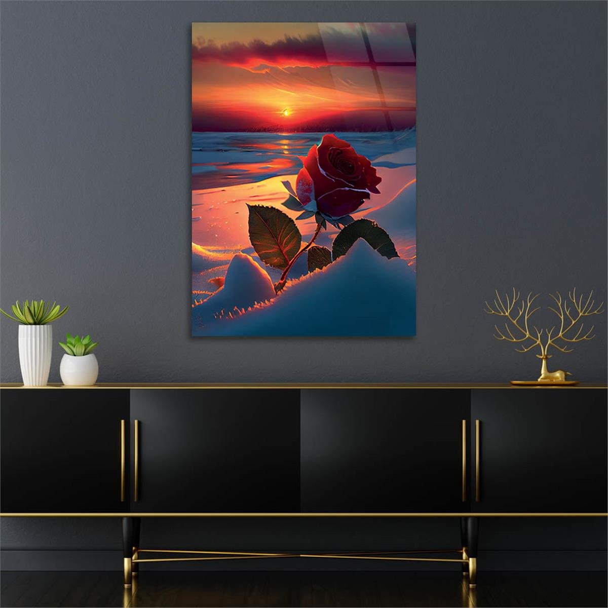 Vertical Tempered Glasss Wall Arts Natured-Themed221