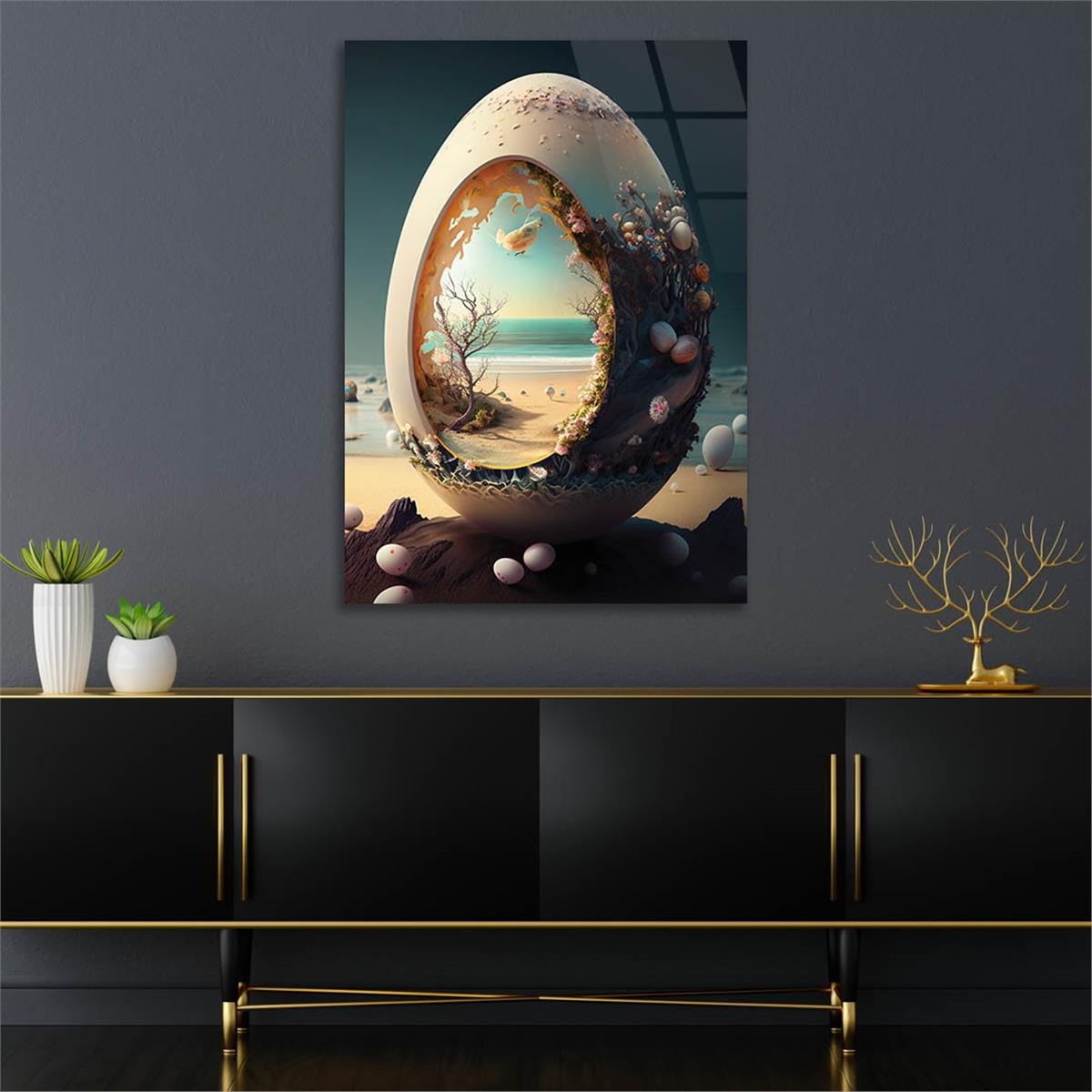 Vertical Tempered Glasss Wall Arts Art-Themed 311