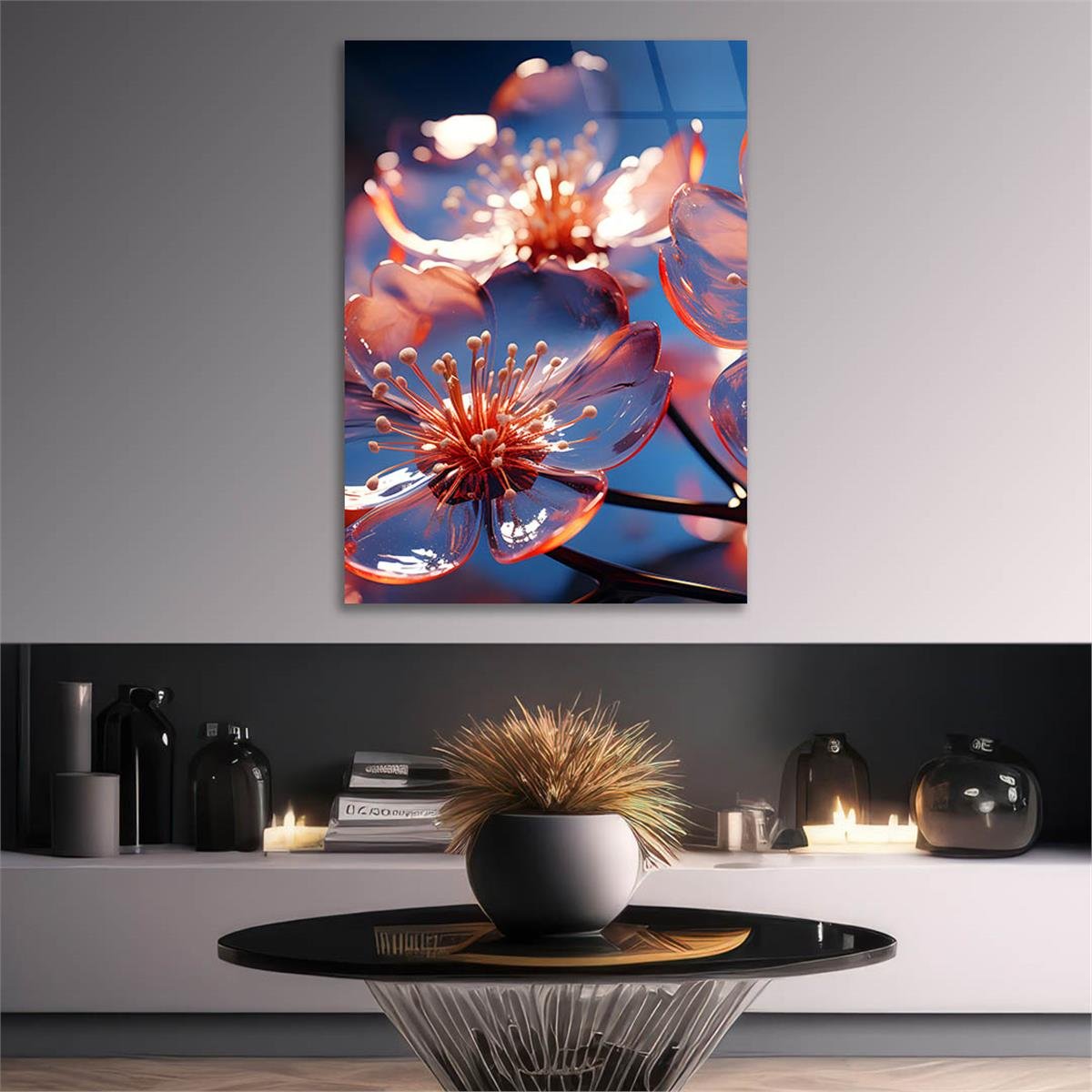 Dikey Sanat Temalı Cam Tablo 353