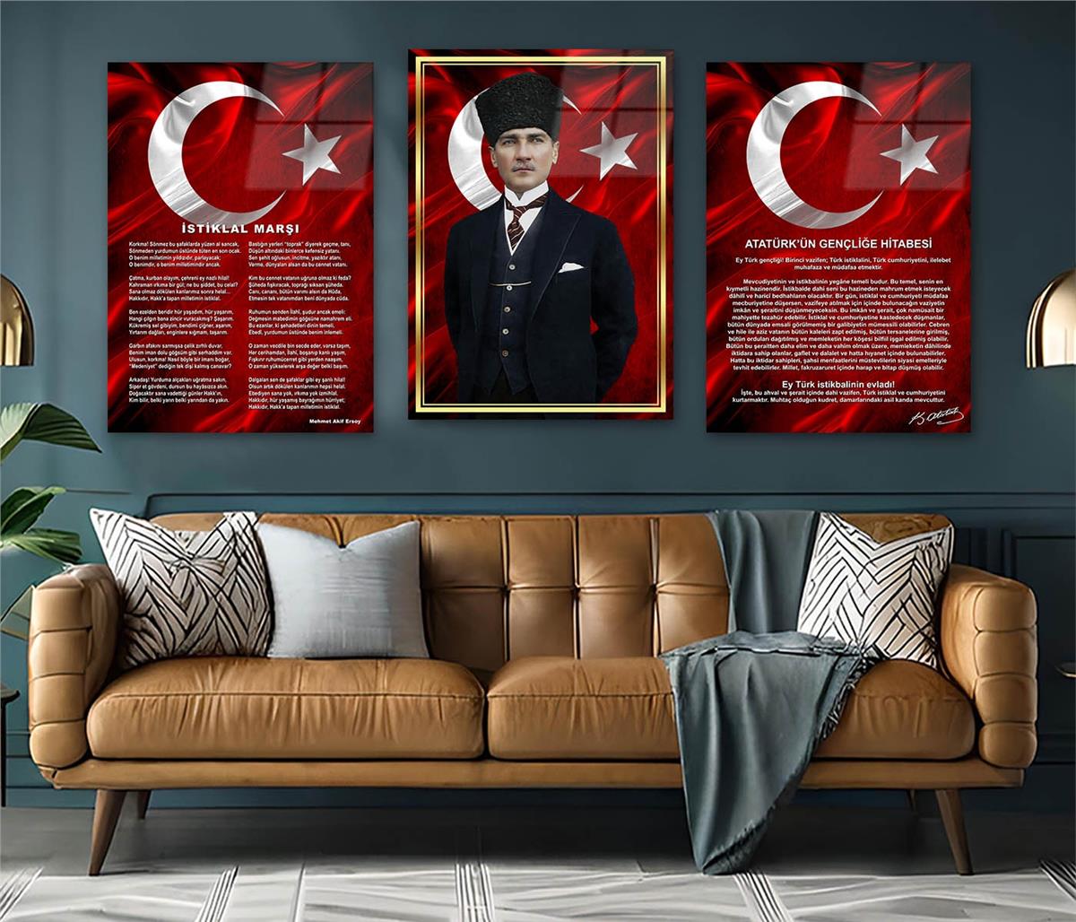  3'lü Set VatanTemalı Cam Tablo 21