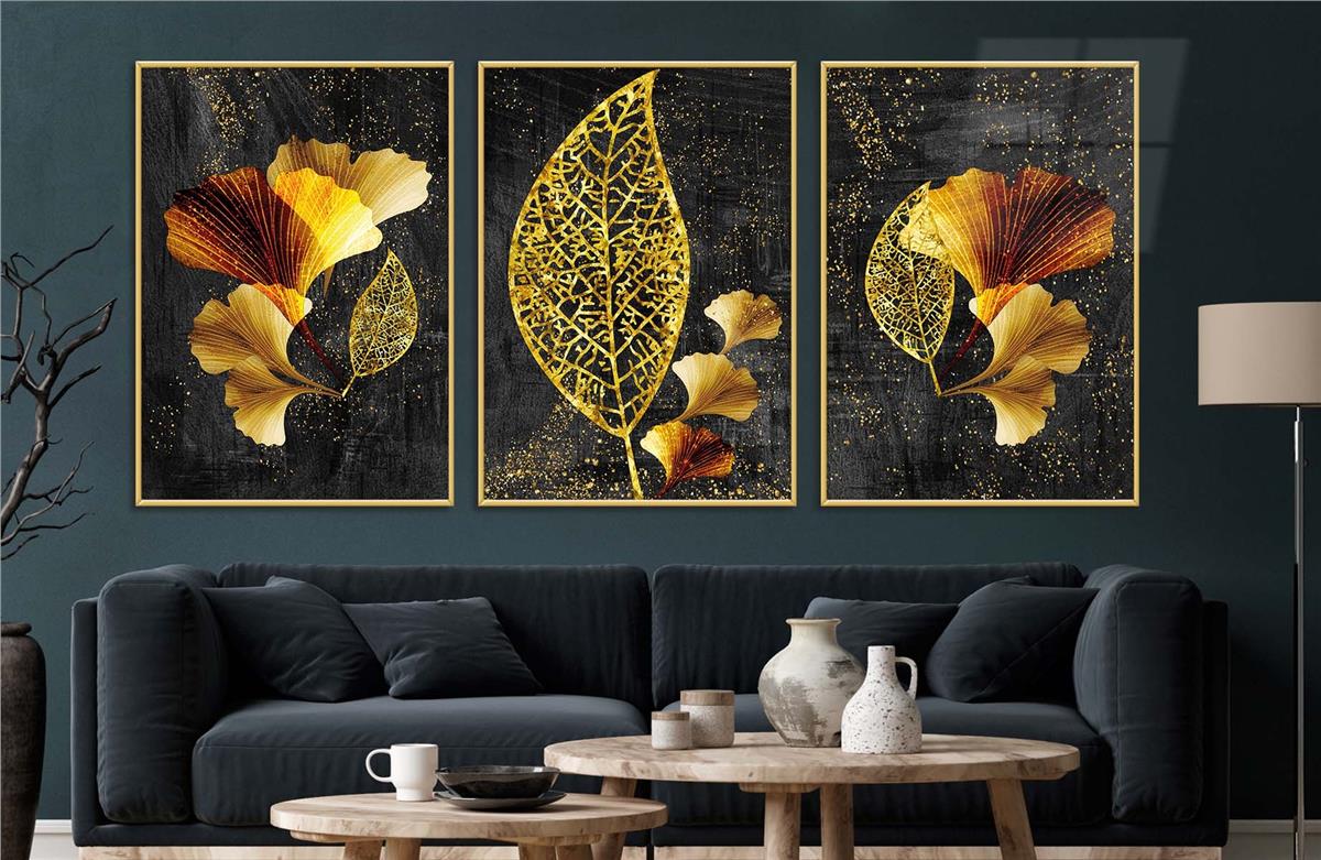 Alüminyum Çerçeveli Sanat Temalı 3'lü Set MDF Tablo 0058