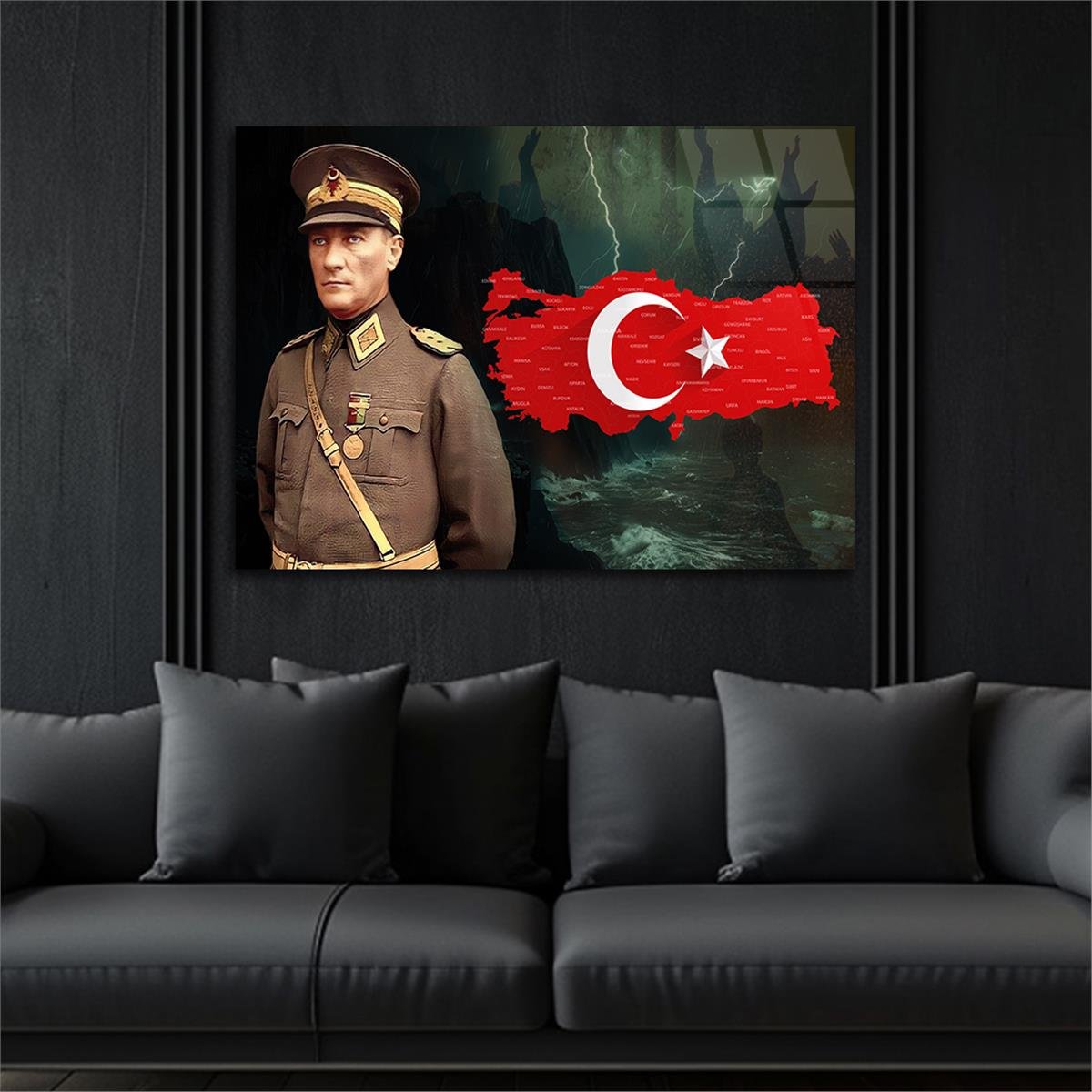 Yatay VatanTemalı Cam Tablo 132