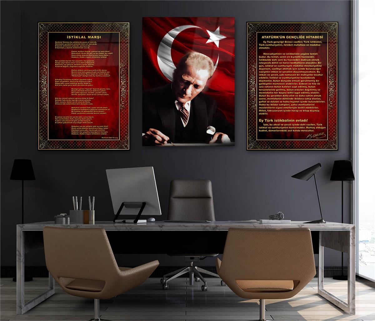  3'lü Set VatanTemalı Cam Tablo 19
