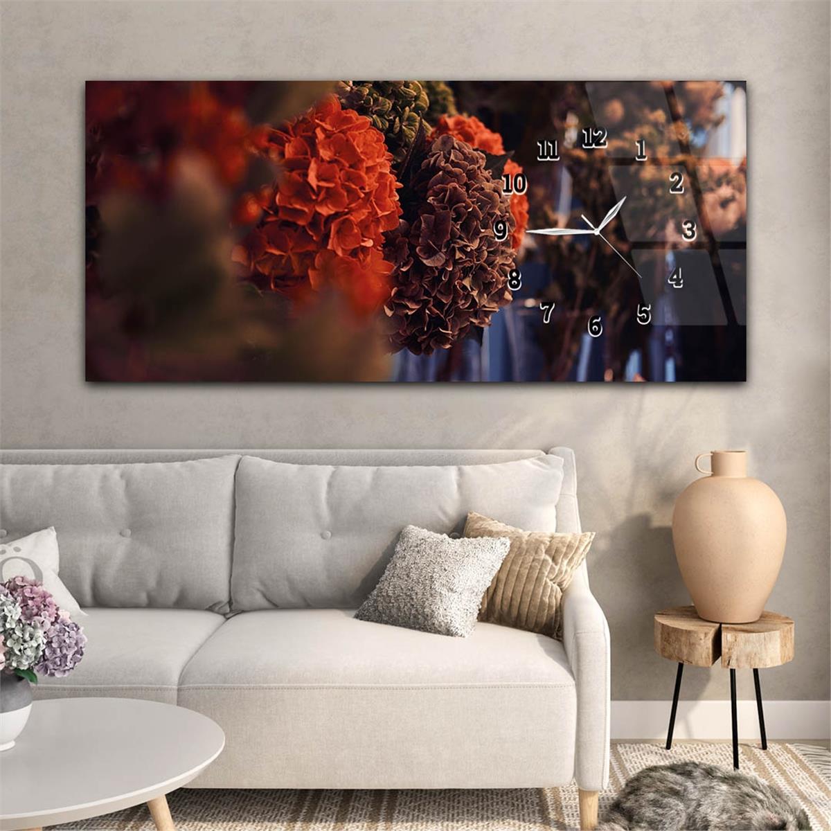 Horizontaal, Aan De Zijkant Voorzien Van Een Klok, Kunst en Natuur Thema Gehard Glasschilderij 212