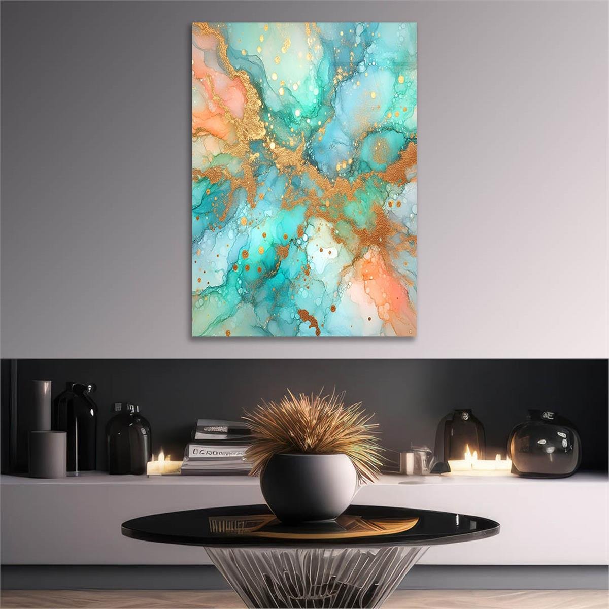Dikey Sanat Temalı Cam Tablo 399