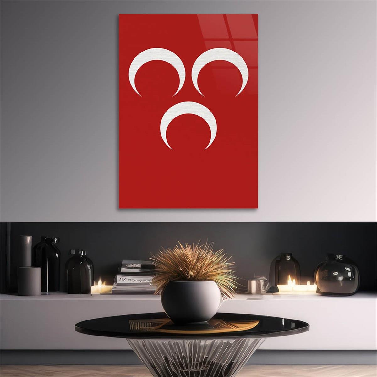 Three Crescent Glass Wall Art